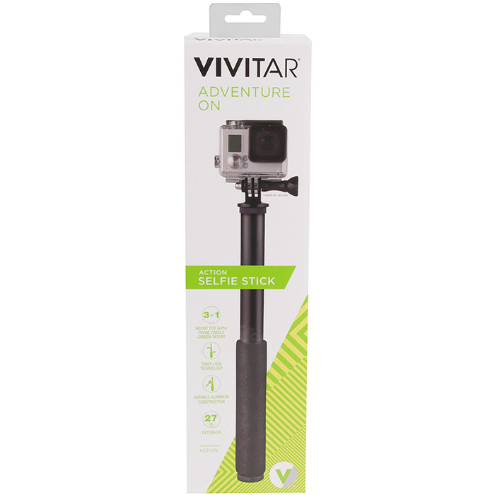 Vivitar 27" 3-in-1 Extension Arm Selfie Stick, Adjustable, Durable (VIVAPM7542)