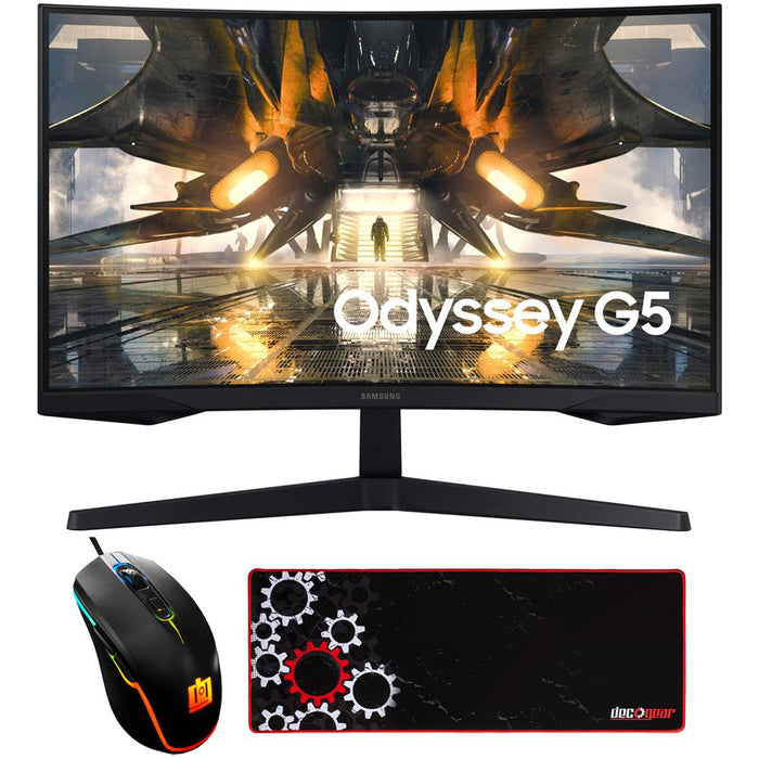 Samsung Odyssey G55A 32" Curved WQHD 165Hz 1ms Gaming Monitor w/ Gaming Mouse Bundle
