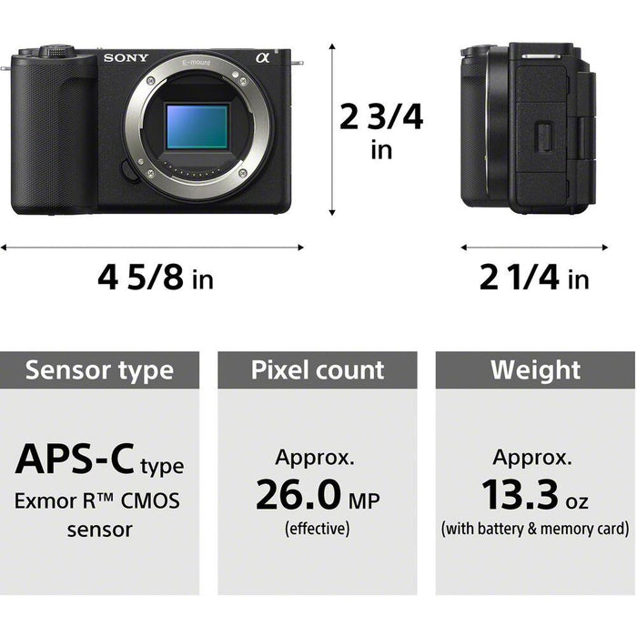 Sony Alpha ZV-E10 II APS-C Interchangeable Lens Mirrorless Content Camera (Black)