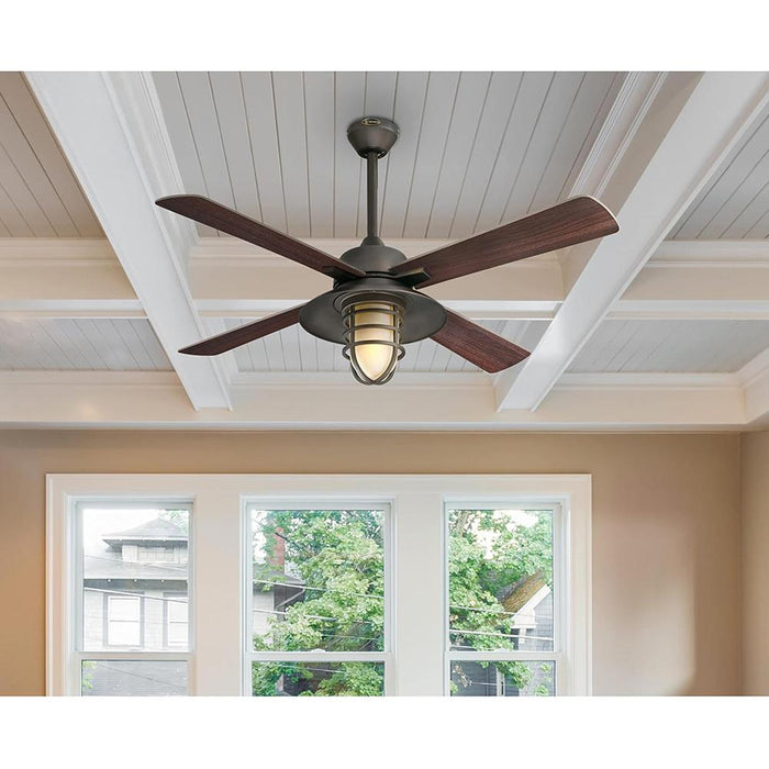 Westinghouse 7307100 Porto, Craftsman-Style LED Ceiling Fan w/ Light, 52 Inch, Black-Bronze