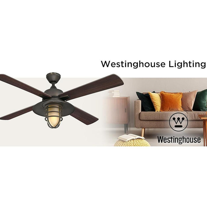 Westinghouse 7307100 Porto, Craftsman-Style LED Ceiling Fan w/ Light, 52 Inch, Black-Bronze