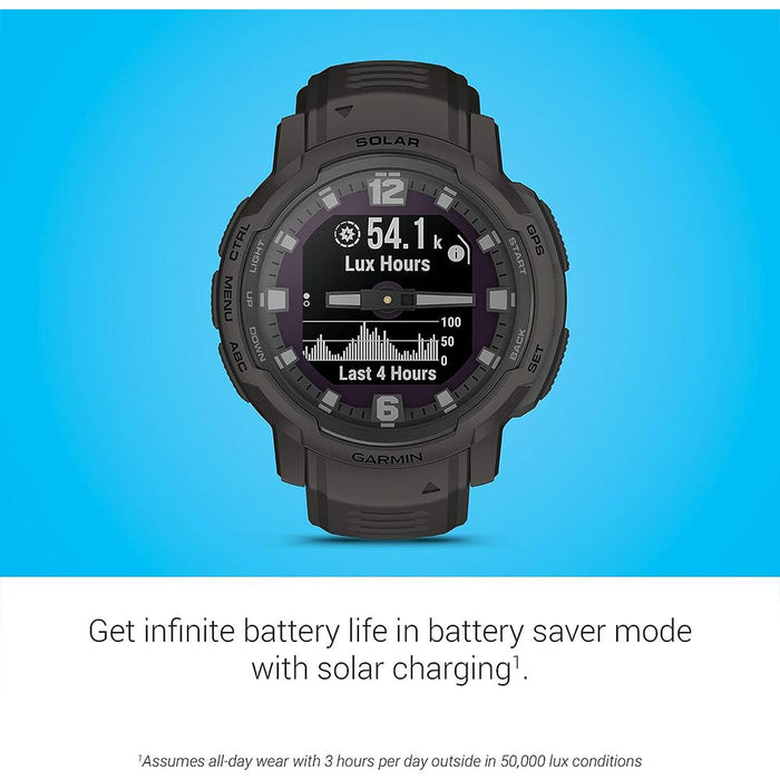 Garmin Instinct Crossover Solar Rugged Hybrid Smartwatch Graphite+2 Yr Warranty