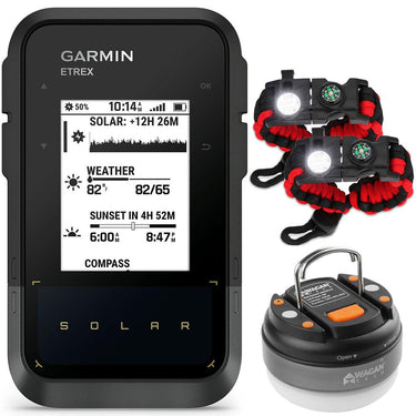 Garmin eTrex Solar Powered GPS Handheld Navigator+Tactical Bracelet & Flashlight