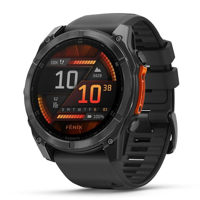 Garmin Fenix 8 51mm AMOLED Sapphire, Carbon Gray DLC Titanium w/ Black/Pebble Gray Band