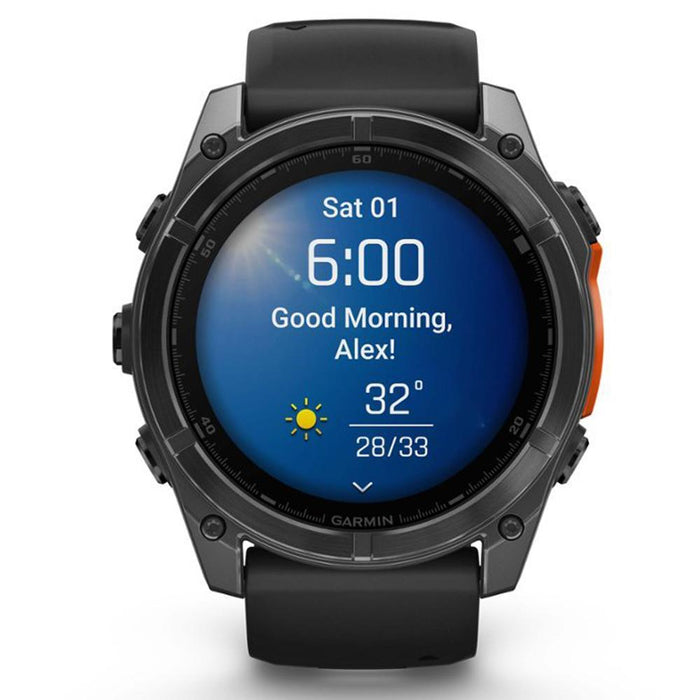 Garmin Fenix 8 51mm AMOLED Sapphire, Carbon Gray DLC Titanium w/ Black/Pebble Gray Band