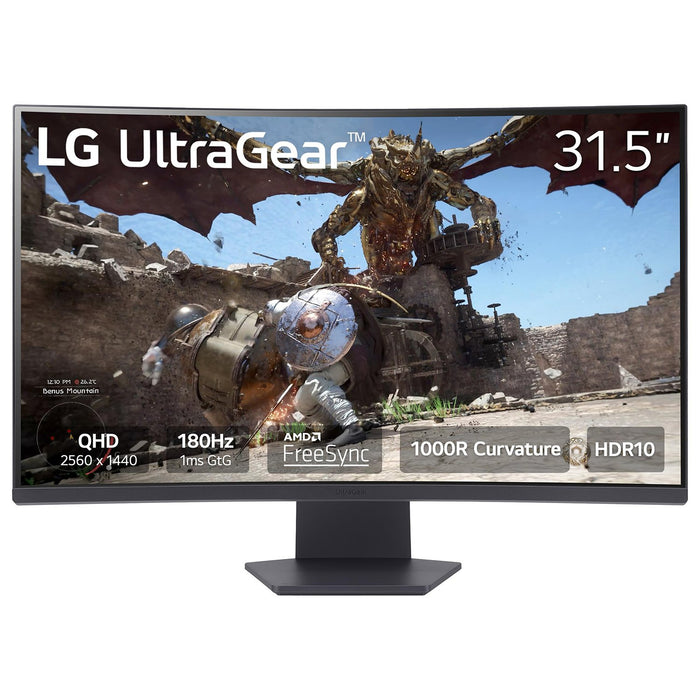 LG 32'' UltraGear QHD 180Hz 1ms AMD FreeSync HDR10 1000R Curved Gaming Monitor