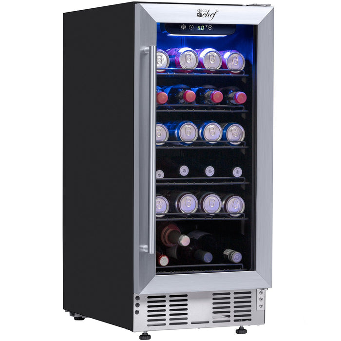 Deco Chef 15" Under Counter Beverage Cooler and Refrigerator, 115 Cans, Beer, Wine, Soda