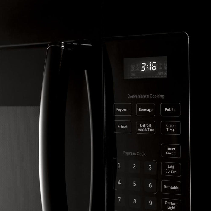 GE 1.6 Cu. Ft. Over-the-Range Microwave Oven Black + Oven Mitt & 3 Year Warranty