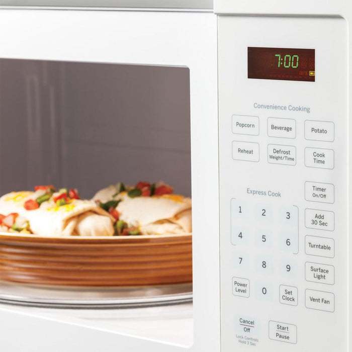 GE 1.6 Cu. Ft. Over-the-Range Microwave Oven White + Oven Mitt & 3 Year Warranty