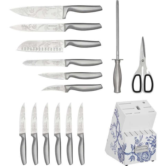 Cuisinart 15pc Caskata Collection Stainless Steel Hollow Handle Cutlery Block Set
