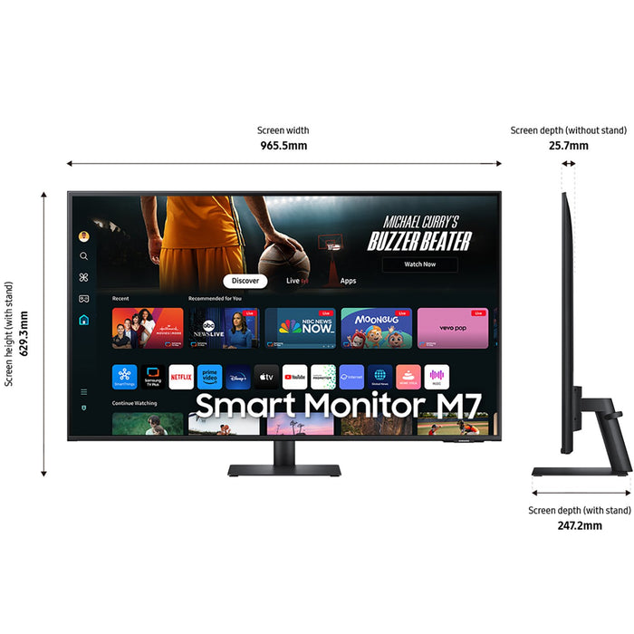 Samsung 43" Smart Monitor M7 (M70D) 4K UHD with Streaming TV, Speakers and USB-C