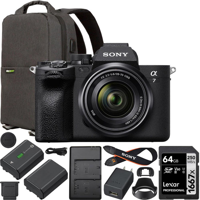 Sony a7 IV Mirrorless Camera + 28-70mm Lens Kit + 2 Battery Content Creator Bundle