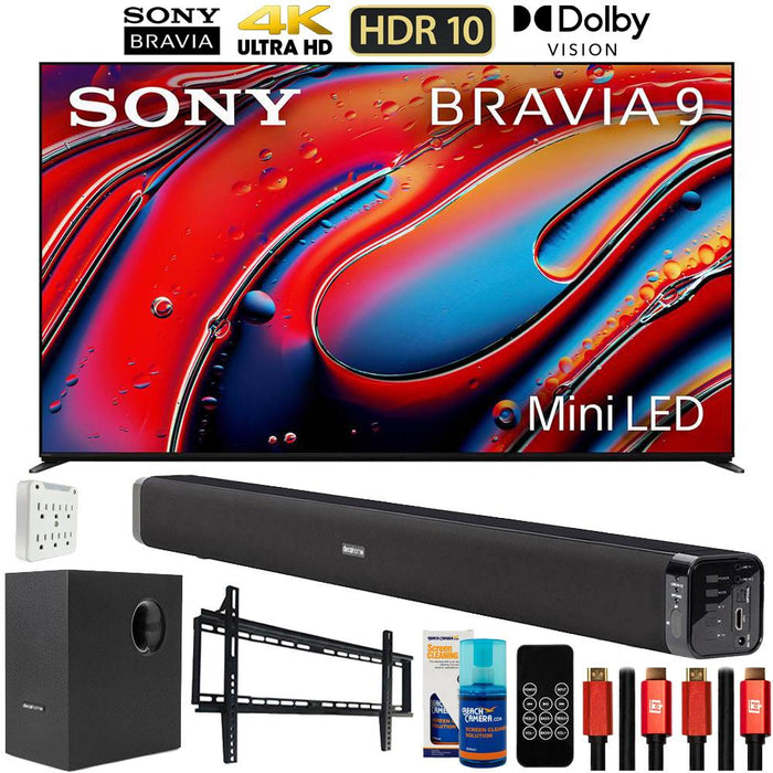 Sony BRAVIA 9 75" 4K HDR QLED Mini-LED TV (2024) with Deco Gear Home Theater Bundle