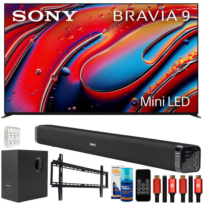 Sony BRAVIA 9 75" 4K HDR QLED Mini-LED TV (2024) with Deco Gear Home Theater Bundle
