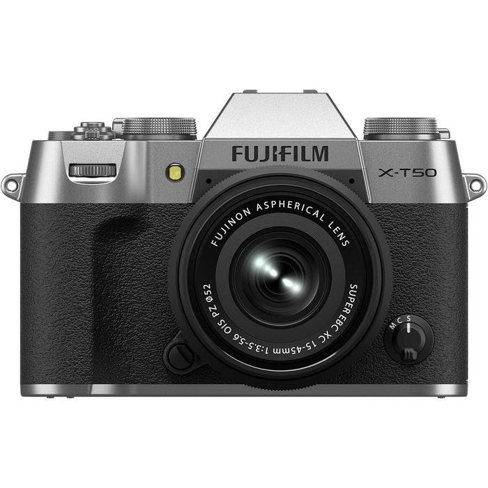 Fujifilm X-T50 Mirrorless Digital Camera (Silver) with XC15-45mmF3.5-5.6 OIS PZ Lens Kit