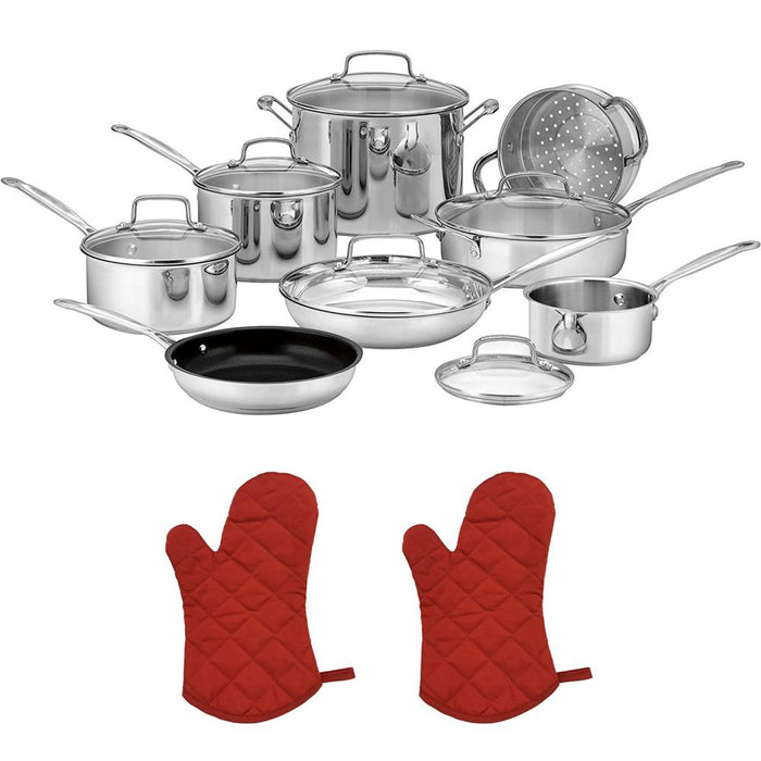 Cuisinart 14-Piece Cookware Set, Chef's Classic Stainless Steel Collection,  77-14N