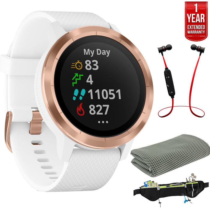 Garmin Vivoactive 3 GPS Smartwatch White, Rose Gold with Extended Warranty  Pack