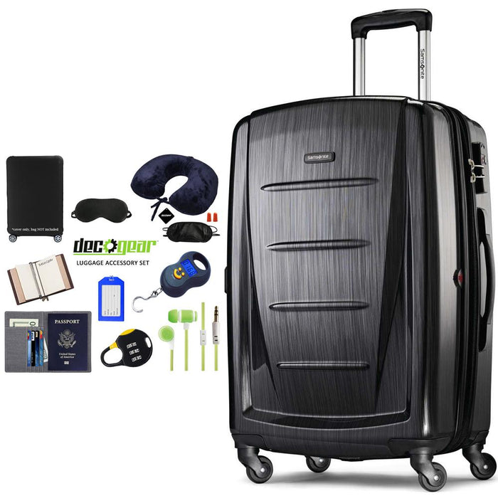 Samsonite Winfield 2 Fashion HS Spinner 24" Anthracite + Luggage Accessory Kit