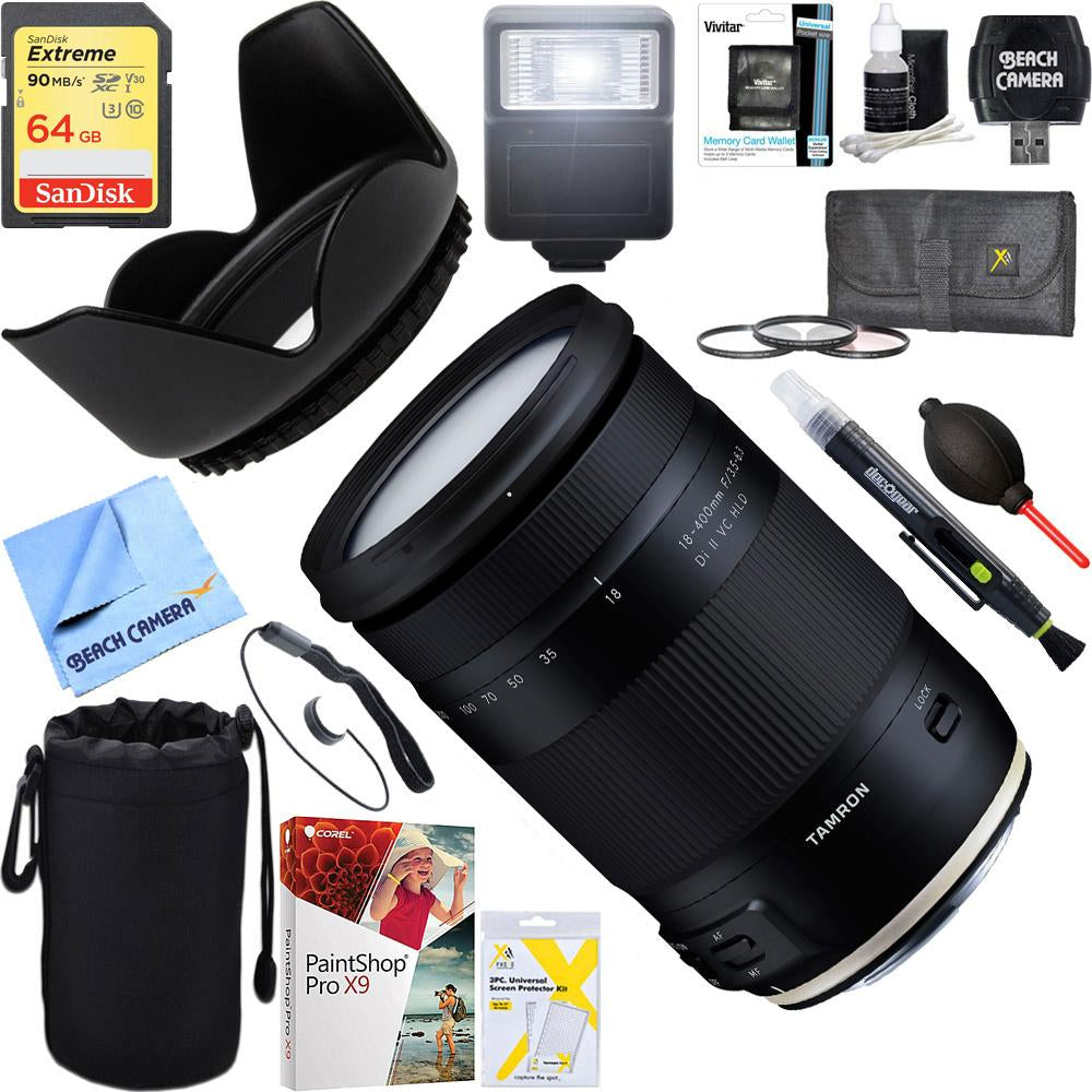 Tamron 18-400mm f/3.5-6.3 Di II VC HLD Lens for Canon Mount + 64GB