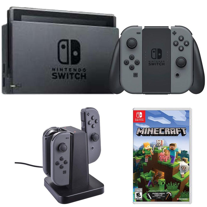 Nintendo Switch 32 GB Console with Gray Joy Con + Minecraft Bundle