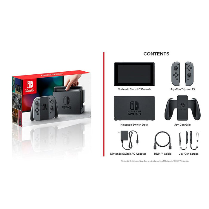 Nintendo Switch 32GB Console Gray Joy Con + Mario Kart 8 Deluxe & Super Mario Party Kit