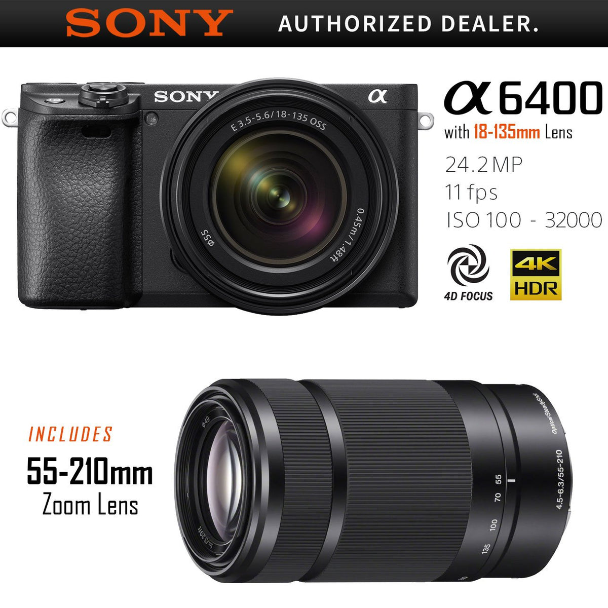 Sony Alpha 55V with 18-55mm Lens, 49mm Lens, Battery Charger, And Camera store Bag