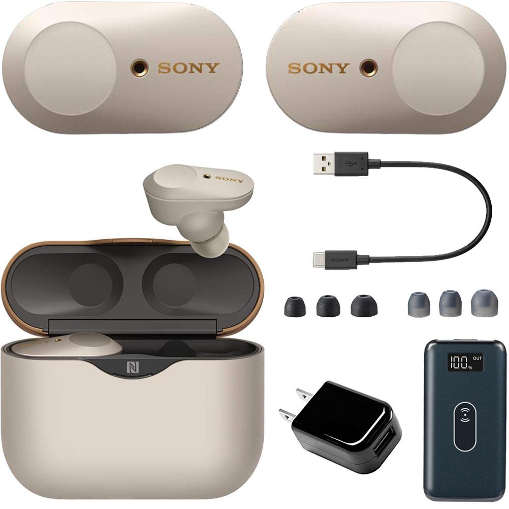 Sony WF-1000XM3 Noise Canceling Wireless Earbuds (Silver) + Deco