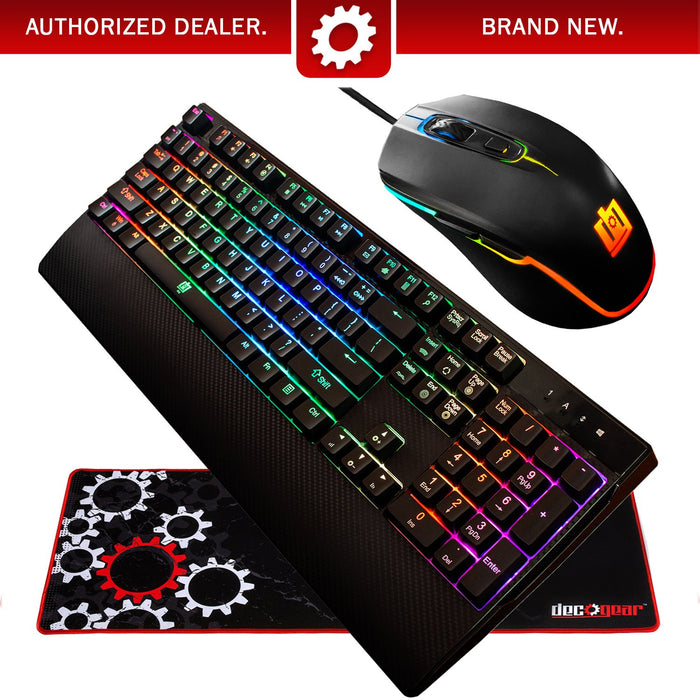 Deco Gear Mechanical RGB Keyboard with RGB Gaming Mouse & Extended Mouse Pad