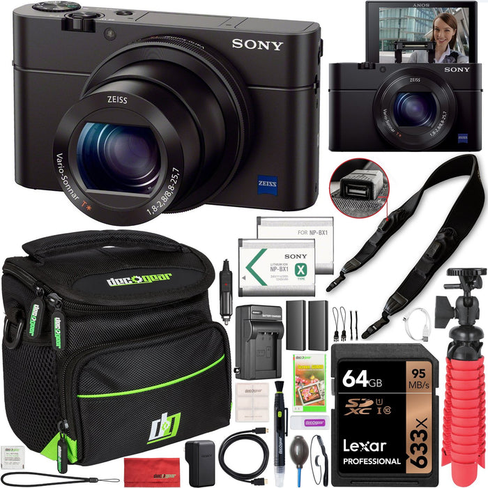 Sony Cyber-Shot DSC-RX100 III Camera Kit RX100M3 2 Battery + Power