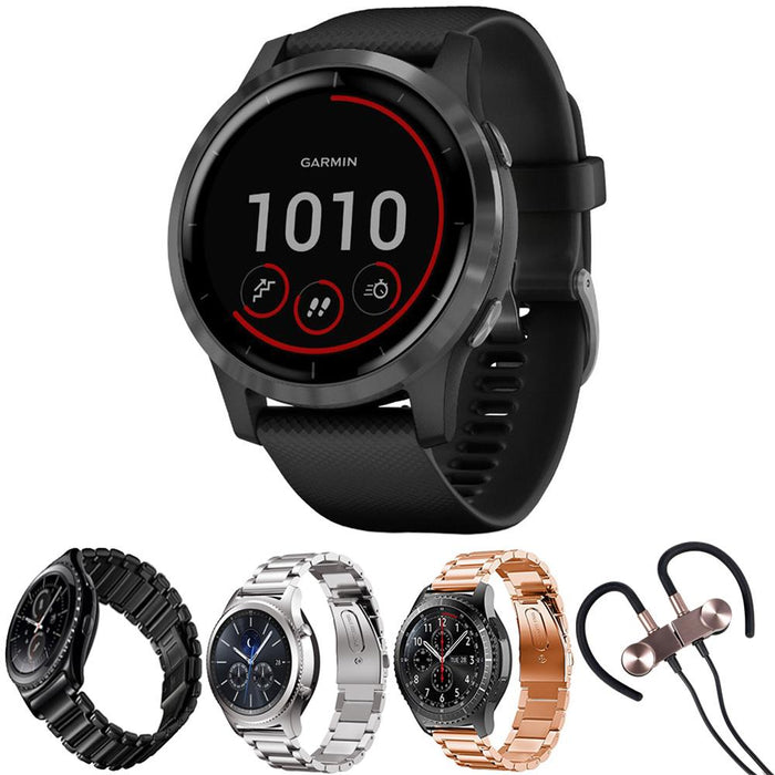 Garmin Vivoactive 4 Smartwatch (Black/Stainless) w/Extra Bands +