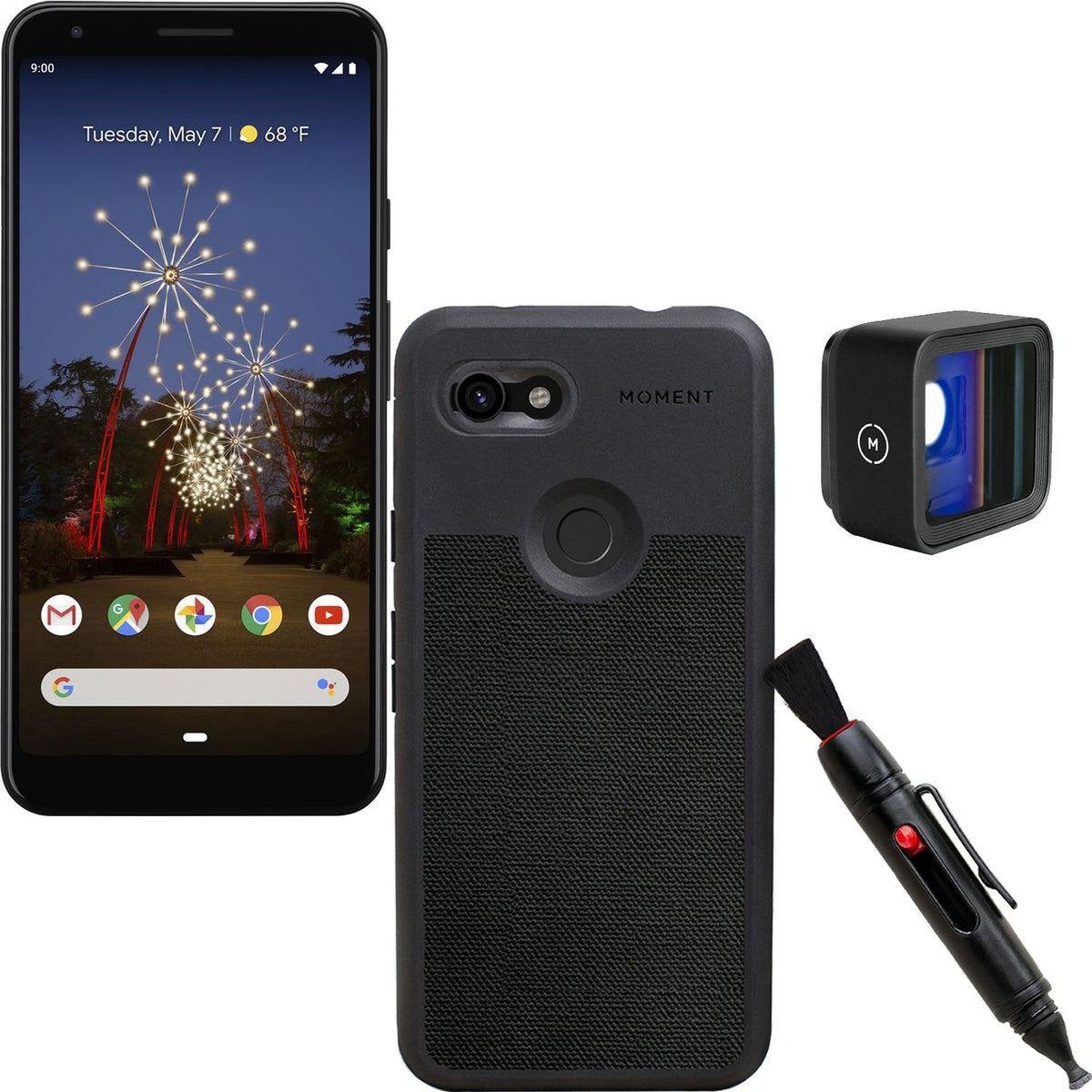 Pixel 3a 64GB Smartphone (Black, Unlocked) with Moment Anamorphic