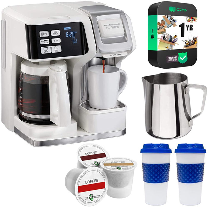 Hamilton Beach FlexBrew Trio Coffee Maker, 2 Way, Single Serve, 12 Cup,  White, 49947 