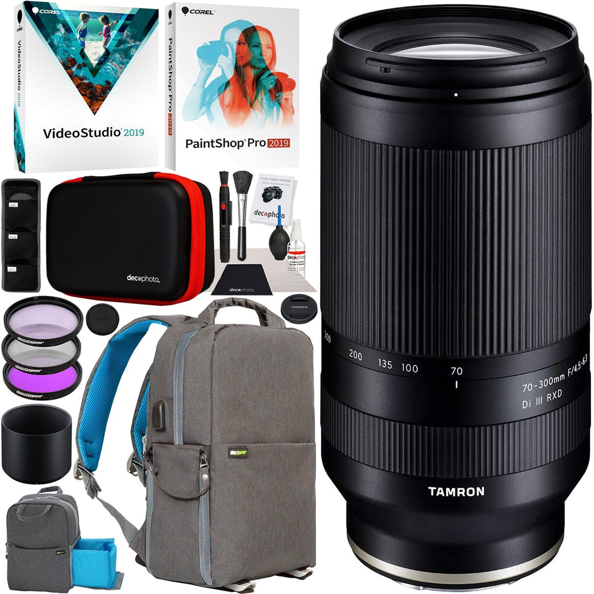 Tamron 70-300mm F4.5-6.3 Di III RXD Lens A047 for Sony E-mount Mirrorless  Bundle