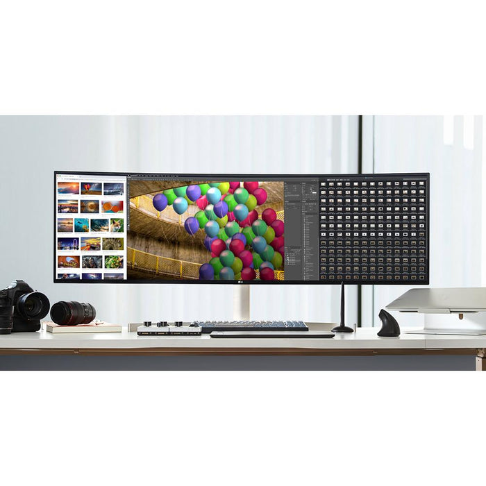 LG 49" 32:9 UltraWide Dual QHD HDR10 IPS Curved LED Monitor with Cleaning Bundle