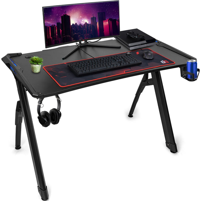 Deco Gear 47 LED Gaming Desk, Carbon Fiber Surface, Cable Management, —  Beach Camera