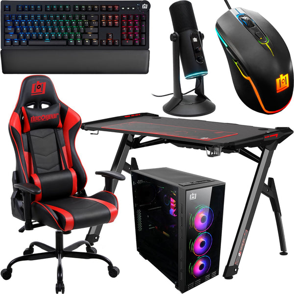  Deco Gear Ultrawide Curved LED Computer Gaming/Office Desk,  Waterproof Carbon-Fiber Surface, Supports up to 175-lbs., 6-Color RGB  Lighting Accents, Cable Management, Cup Holder, 31.5 Mouse Pad : Home &  Kitchen