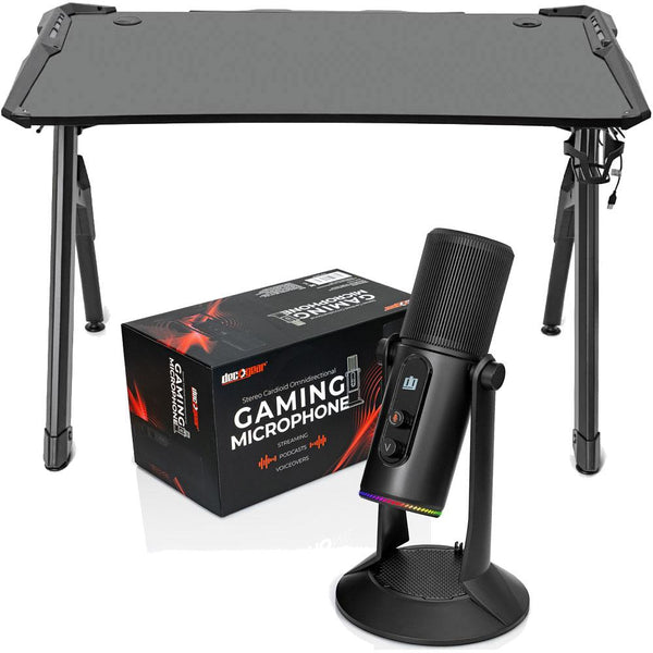 Deco Gear 47 LED Gaming Desk, Carbon Fiber Surface, Cable Management, —  Beach Camera