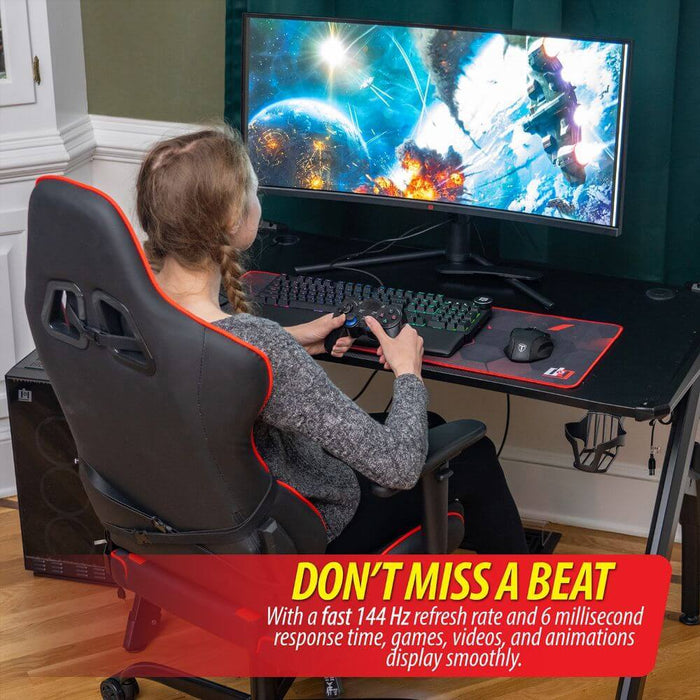  Deco Gear Ultrawide Curved LED Computer Gaming/Office Desk,  Waterproof Carbon-Fiber Surface, Supports up to 175-lbs., 6-Color RGB  Lighting Accents, Cable Management, Cup Holder, 31.5 Mouse Pad : Home &  Kitchen