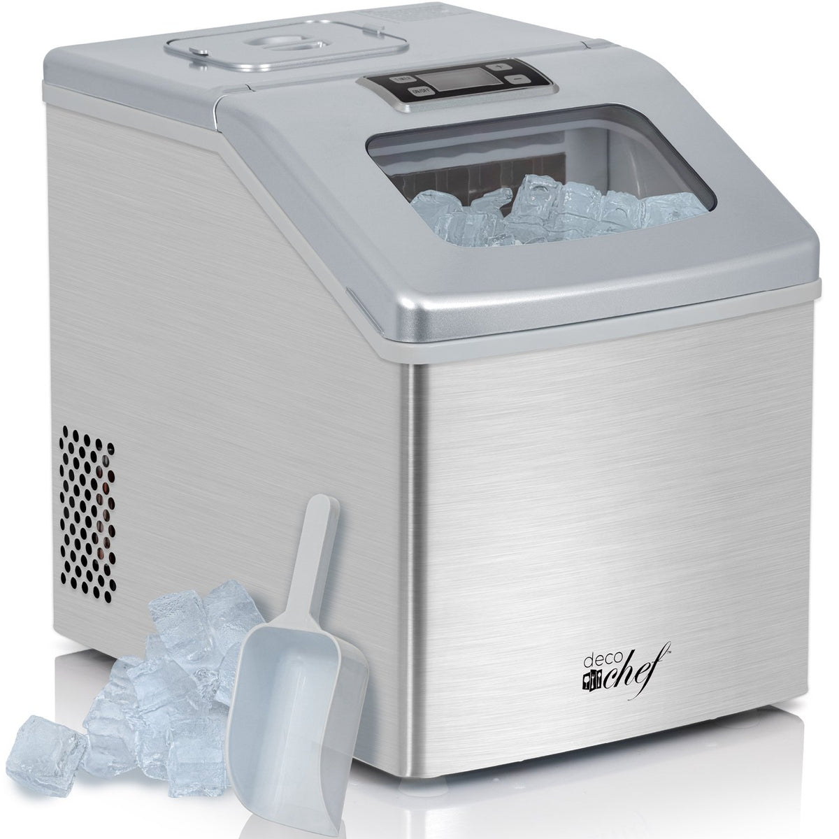 Deco Chef Commercial Ice Maker - 99lb/24 Hours - 33lb Storage Capacity - Stainless Steel