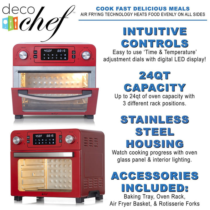 Deco Chef 24qt Countertop Toaster Air Fryer Oven + Bonus Deco Chef 12-Piece Knife Set