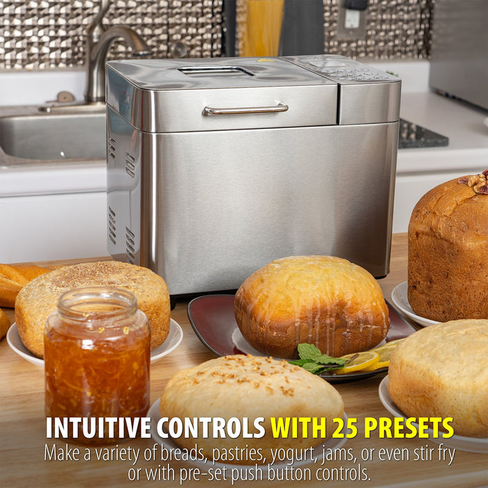 KBS Bread Maker 17-in-1 Options, Oven Mitt + Recipes - Stainless