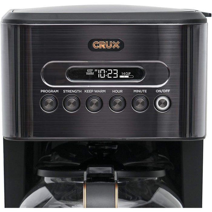 Crux 14 Cup Programmable Coffee Maker, Black 