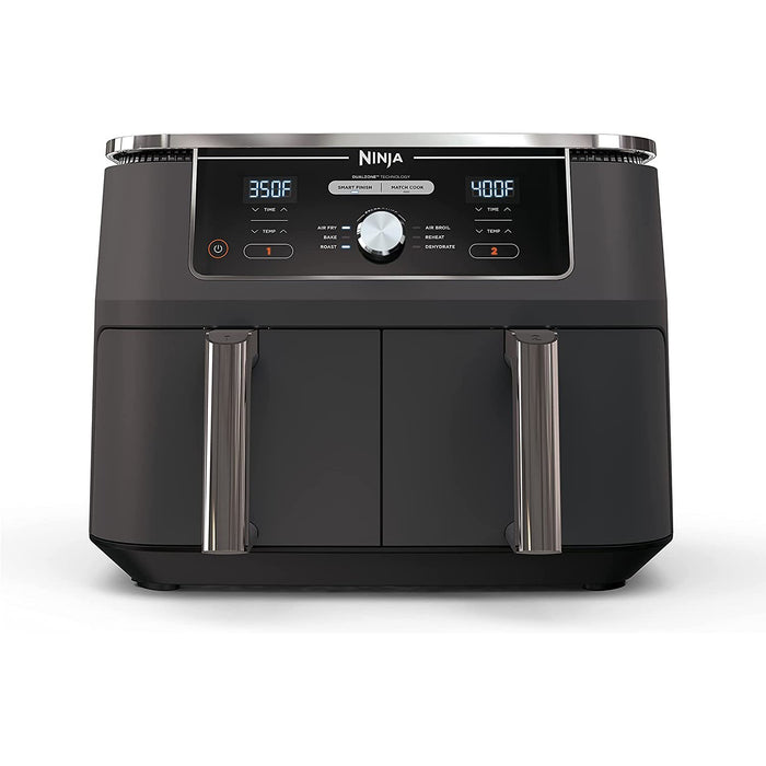TRU 9 Quart Dual Zone 2-Basket Air Fryer Black and Stainless
