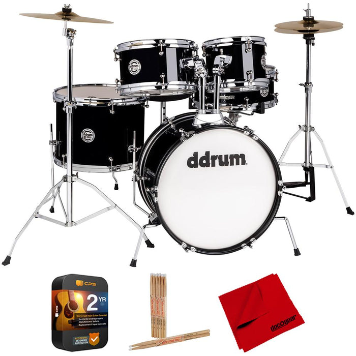 DDRUM D1 Junior Complete Drum Kit with Throne, Midnight Black w/ Accessories Bundle