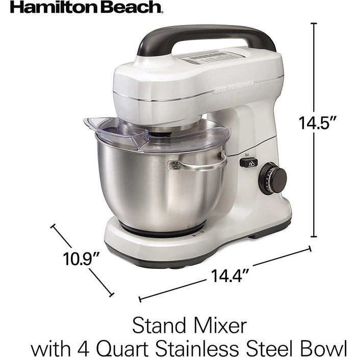 Hamilton Beach Electric Stand Mixer, 4 Quart Stainless Bowl, 7