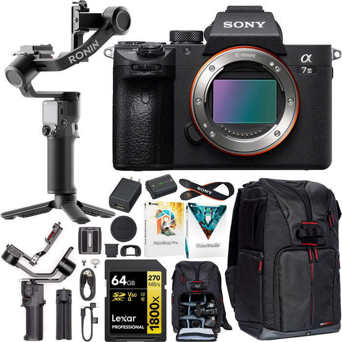 Sony a7 III Full-Frame Mirrorless Camera with 28-70mm Lens Bundle with  Lens, Microphone, Memory Card, Case, Cable, Accessory Kit, Battery (2-Pack)  and