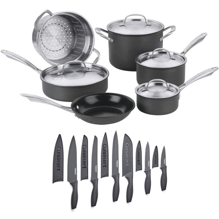 Cuisinart GreenGourmet 12-Piece Hard Anodized Cookware Set, Black