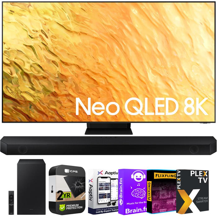 Samsung 65 Inch QN800B Neo QLED 8K Smart TV w/ Soundbar + Warranty Bundle