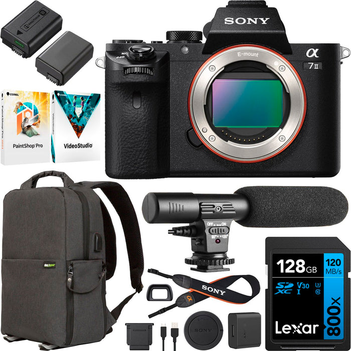 Sony A7 II Mirrorless Full Frame Camera Body ILCE-7M2/B + 2 Battery, M ...