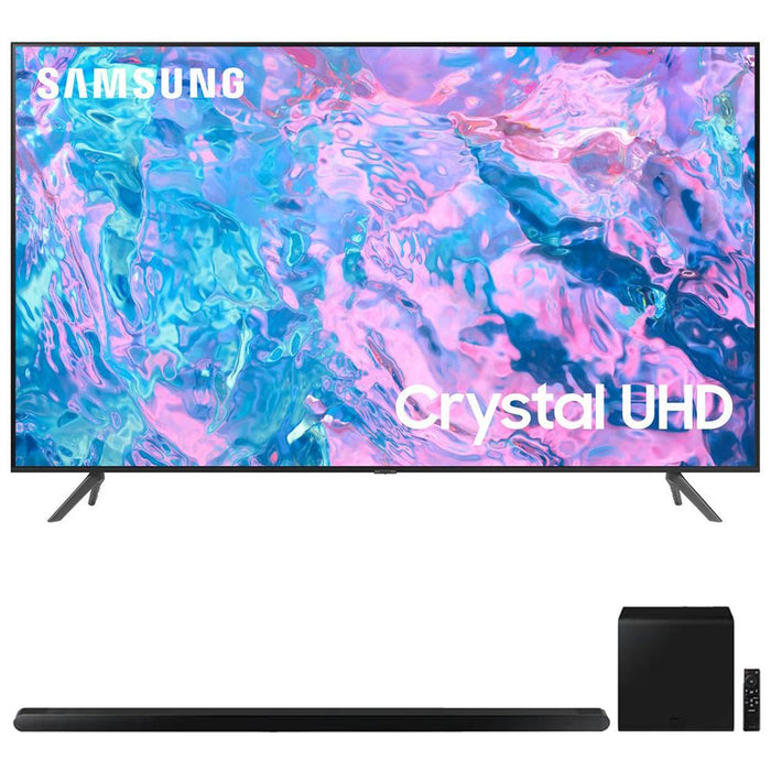 Samsung UN75CU7000 75" Crystal UHD 4K Smart TV (2023) w/ 3.2.1ch Soundbar Black